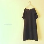 【受注製作】ブラック。ハーフリネンのポンチョ。【М】・【Ｌ】
