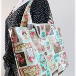 ラミネートマザーズトートバッグ☆薔薇と蝶のコラージュ柄