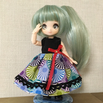 オビツ11サイズ　和柄ワンピース/青海波あお