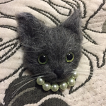 羊毛フェルト猫のブローチ ❤️グレー