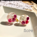 ぽんぽんな花 イヤリングpink