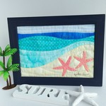 【送料無料】ハワイアンキルト《Sparkling Beach🌊》フレーム入り    