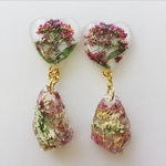 押し花レジンハートかけら イヤリングorピアス