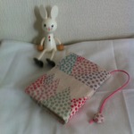 北欧風-ドットでお山（ピンク）　文庫本用ブックカバー