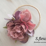 小さめ お上品パープルflower ヘアゴム