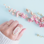 【受注制作】❁再販売10❁ お花のかけらリング -pink×white- 9号/11号/13号