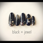 ネイルチップ 【black × jewel】