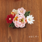カメリア（ピンク古典）　花々コーム一越ちりめん　和装・成人・卒業・お祝いの席に
