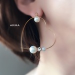 spring heart  ピアス           ハート  パール
