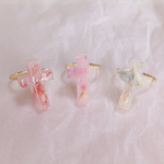 flower cross pinky ring