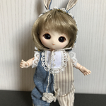 オビツ11サイズ  ロンパース うさ耳フード