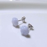 ブルーのバラ　天然石ピアス　ブルーレースアゲート 14KGF ME0217-005