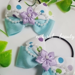 キッズ用☆ブルー系ドット柄リボンのヘアゴム