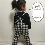 再販☆★綿麻★チェック★長く着れるsmartサロペット☆ 