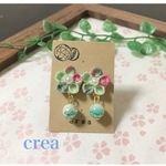 ゆらゆら唐草ビーズピアス（睡蓮）