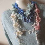 春物・花いっぱいラリエット・ブルー系＋ピンク④・27F