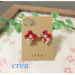 再販×4☆四角いつまみ細工ピアス（あか）