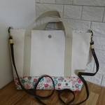 2way斜めがけ帆布トートバック(小花柄&きなり帆布)