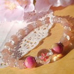 最高の守り石　ストロベリークォーツ&桜水晶　天然石ブレスレット　パワーストーン