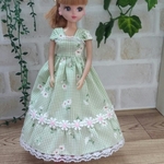 リカちゃん🌹小花ピンク　ロングワンピ