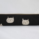 スリムなペンケース　＊ねこ＊　黒