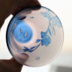 【受注制作】湖上の桜　水色＆藤ピンク色のおちょこ　酒器　ぐい吞み