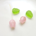 9×7mm☆ドイツ製チューリップ☆2個Set☆ローズクオーツ