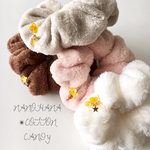 菜の花コットンキャンディ✴︎シュシュ/花/星/ゴールド/ふわふわ/ボリューム/ベアウォーム/ボア/プードルファー/春/もふもふ/もこもこ/グレー