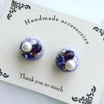 【SALE990円→950円】再販3 春色パープルの刺繍糸のピアス・イヤリング
