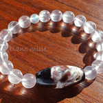 No.970 ○* スレイマンアゲート 天珠型  ＆ ピンク メタモルフォーゼス 8mm ＆ レインボームーンストーン　パワーストーン ブレスレット ○天然石 ブレス blancmille