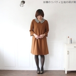 【Sサイズ】衿リバティ　ワンピース　ベージュブラウン　affetto ハンドメイド