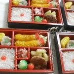 幕の内弁当ストラップ☆エビフライ＆ハンバーグ☆ミニチュア