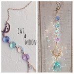 Luna〜ネコと月〜✴︎スワロフスキー サンキャッチャー✴︎アンティーク グリーン