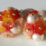 ベルフラワーとコットンパールのフラワーブーケ💐ピアス❤　