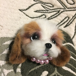 羊毛フェルトシーズー犬のブローチ