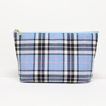 【再販】ブルーチェック柄 内ポケット付き ポーチ