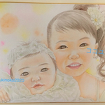 2名にがおえ色紙 （水彩画リアルタッチにがおえ（入学入園卒業卒園、母の日、父の日、結婚式、ウェデイング用、ウェルカムボード、出産祝い、お誕生日・還暦や米寿のお祝い、金婚式や銀婚式にも）