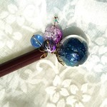 ラピス色紫陽花のガラス玉かんざし