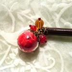 再販♪珊瑚色紫陽花のガラス玉かんざし