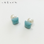 turquoise square／マグネットピアス