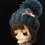 ＊Mitten＊outfit  模様編みニット帽  col.コバルトブルー
