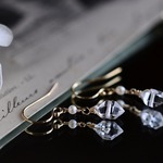 14kgf★ハーキマーダイヤモンドと淡水パールのピアス
