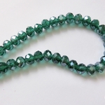 約35個セット【オーロラグリーン】8mm　クリスタル　カットガラスビーズ*そろばん型・ボタン　BS569-ABgreen