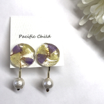 2way ドライフラワーとコットンパールのピアス/イヤリングpurple 