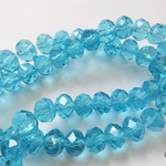 約36個セット【アクアブルー】8mm　クリスタル　カットガラスビーズ*ABそろばん型・ボタン BS568-ACBLUE