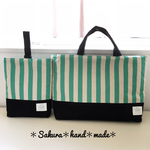 【ご予約品】★入園・入学★レッスンバッグ&シューズ袋セット＊グリーンストライプ