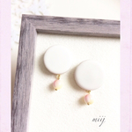 タイル×シェルで異素材な春色桜ピアス