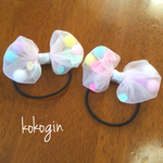オーガンジー カラフルポンポン ヘアゴム