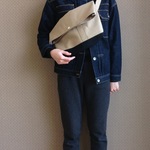サコッシュ１Ｌ　ベージュ×クロ　帆布