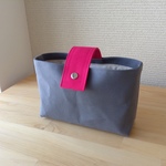 インバッグＭ　グレー×ピンク　帆布
